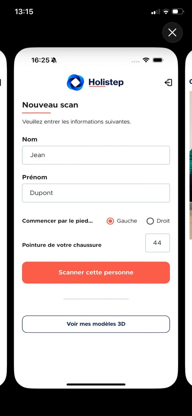 Holistep 360 - Formulaire de scan